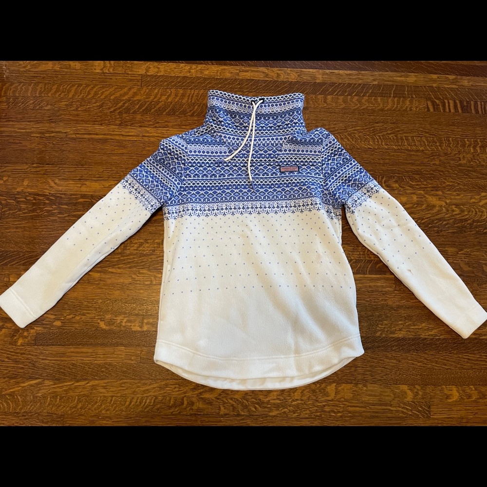 Fair Isle Sweater Fleece Funnel Neck Shep Shirt